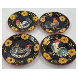 Set of 4 Decorative Rooster & Sunflower Wall