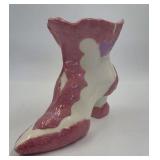 Victorian-Style Pink & White Ladies Boot Ceramic