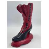 Vintage ceramic figural ladies boot doorstop or