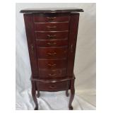 Cherry-Finish Jewelry Armoire ï¿½ Queen Anne Style