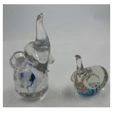 Hand-Blown Art Glass Elephant Figurines