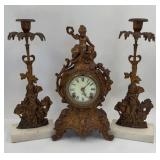 Ansonia gilt metal or bronze mantel clock &