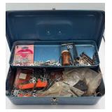 Vintage Blue Metal Tackle/Tool Box Loaded w/