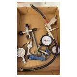 Assorted Pneumatic Air Tools & Tire Gauges  Box