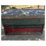 Vintage Latching Metal Toolbox with Lower Drawer