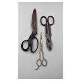 Vintage Shears & Tin Snips  3-Piece Cutting Tool