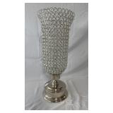 Crystal Beaded Trumpet Vase/Hurricane on Silver