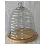 Creative Co-Op Bee Skep Cloche & Wood Base 11'