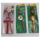 3 Vintage Christmas Novelty LCD Watches  New Old