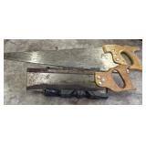 Vintage Wood Handsaw Set with Miter Box  3