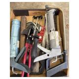 Mixed Shop Tool Lot  Clamps, Saw, Grease Gun &