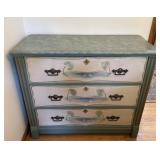 HAND-PAINTED THREE-DRAWER DRESSER W/ SWAN LAKE