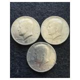 3 Kennedy Half Dollars  1973-D (2) and 1974-D