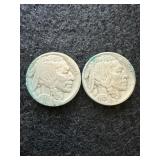 2 Buffalo Nickels  1937, Full Date
