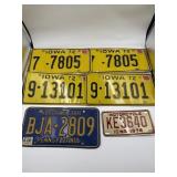 VINTAGE LICENSE PLATE LOT  6 PLATES, IOWA &