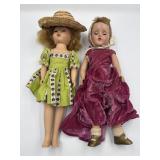 Vintage Hard Plastic Girl Doll Pair  Sleep Eyes,