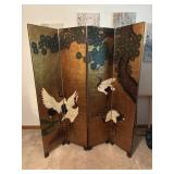 Four-Panel Asian Gilt Folding Screen  Cranes