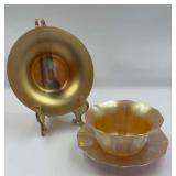 Rockwell Gold Lustre Glass Plate & Ribbed