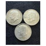 3 Kennedy Half Dollars  1969-D, 40%