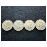4 Kennedy Half Dollars  1968, 40% SilverFour