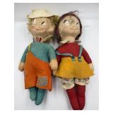 Vintage Cloth Character Dolls  Boy & Girl Pair,