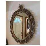 ORNATE ROCOCO-STYLE GILT OVAL MIRROR  CARVED