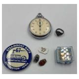 Vintage Pins, Stopwatch & Burlington Iowa