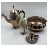 Silver-Plate Grouping  Footed Teapot, Scalloped