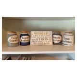 Novelty Stoneware Desk Crock Set with "Woman is