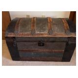 Antique Dome-Top Steamer Trunk with Original