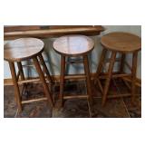3 Wooden Backless Bar Stools