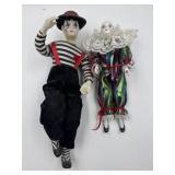 Porcelain Pierrot Clown Doll Pair  Mime &