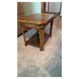 Pair of Chippendale-Style Burl Wood Two-Tier End