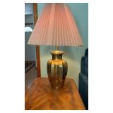 Pair of Brass Ginger Jar Table Lamps with Pleated