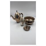 Silver-Plate Grouping  Footed Teapot, Scalloped