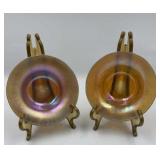 Pair of Steuben Gold Aurene Iridescent Art Glass