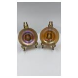 Pair of Steuben Gold Aurene Iridescent Art Glass