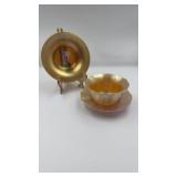 Rockwell Gold Lustre Glass Plate & Ribbed