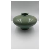 Celadon Crackle-Glaze Squat VaseA striking