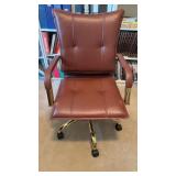 Brass-Frame Executive Office Chair, Cognac