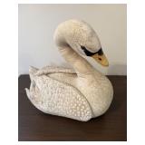 VINTAGE FABRIC-COVERED STUFFED SWAN DECORATIVE