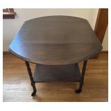 ANTIQUE OAK TWO-TIER DROP-LEAF TEA TABLE ON