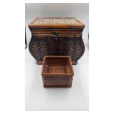 Woven Bamboo/Wicker Storage Trunk with Woven