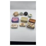 Collection of Ten Decorative Trinket Boxes &