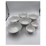 White Porcelain Lotus Bowl & Ramekin Set  7
