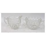 Clear Cubist Glass Cream & Sugar