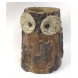 Rustic Owl Tree Trunk Stump Planter Vase