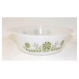 Glasbake 1.5 Quart Casserole Green Daisy Pattern