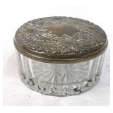 Vintage Vanity Jar Box with Silverplate Lid