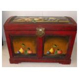 Hand-Painted Fruit Motif Storage Trunk